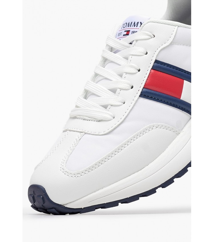 Παιδικά Παπούτσια Casual Flag.Up Άσπρο ECOleather-Ύφασμα Tommy Hilfiger