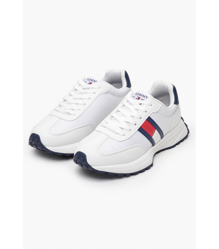 Παιδικά Παπούτσια Casual Flag.Up Άσπρο ECOleather-Ύφασμα Tommy Hilfiger