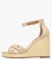 Women Platforms High Flag.Wedge Beige Fabric Tommy Hilfiger