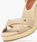 Women Platforms High Flag.Wedge Beige Fabric Tommy Hilfiger