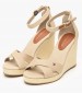 Women Platforms High Flag.Wedge Beige Fabric Tommy Hilfiger