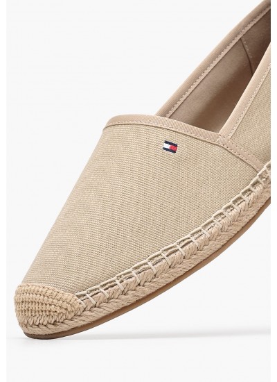 Γυναικείες Εσπαντρίγιες Flg.Canvas Μπεζ Ύφασμα Tommy Hilfiger