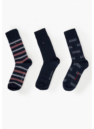 Ανδρικές Κάλτσες Giftbox.3p Μπλε Βαμβάκι Tommy Hilfiger