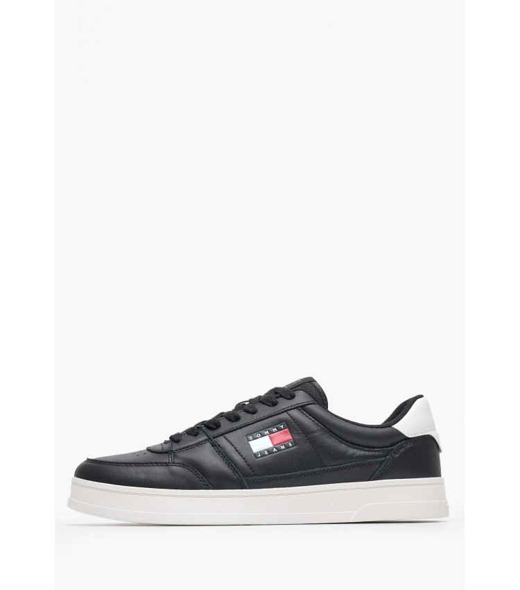 Men Casual Shoes Greenwich.Ess Black Leather Tommy Hilfiger