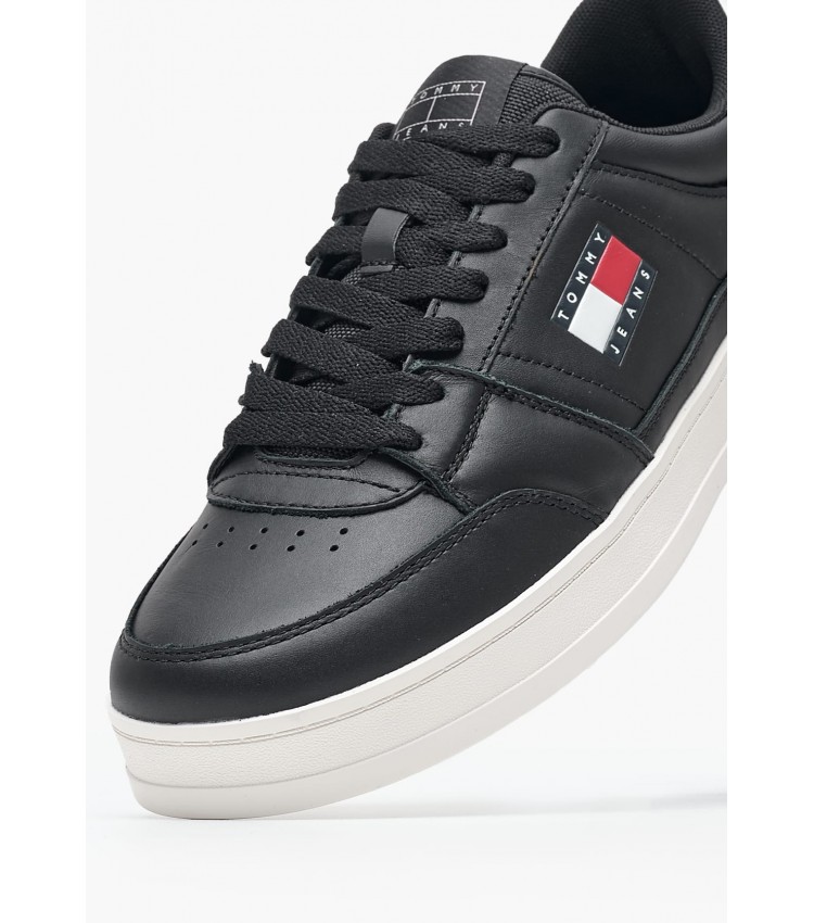 Men Casual Shoes Greenwich.Ess Black Leather Tommy Hilfiger