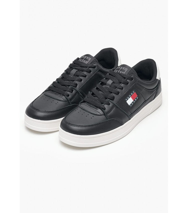 Men Casual Shoes Greenwich.Ess Black Leather Tommy Hilfiger