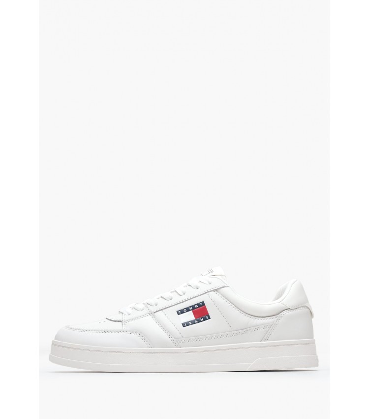 Ανδρικά Παπούτσια Casual Greenwich.Ess Άσπρο Δέρμα Tommy Hilfiger