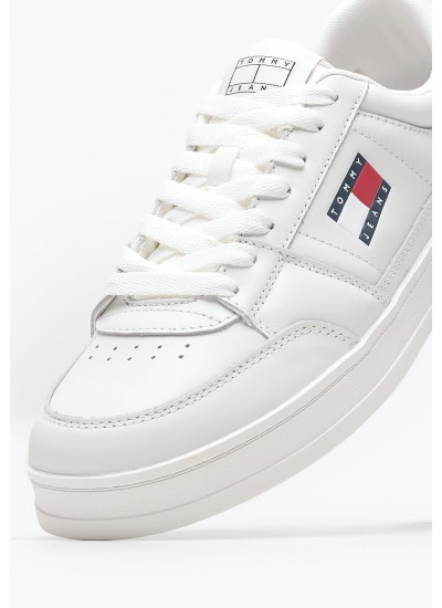 Ανδρικά Παπούτσια Casual Greenwich.Ess Άσπρο Δέρμα Tommy Hilfiger