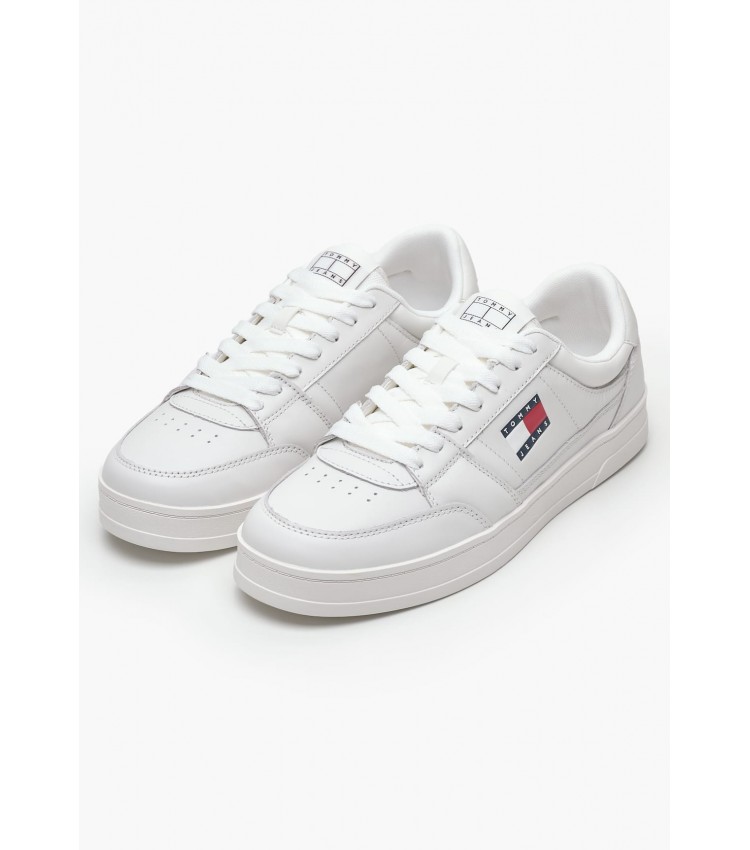 Men Casual Shoes Greenwich.Ess White Leather Tommy Hilfiger