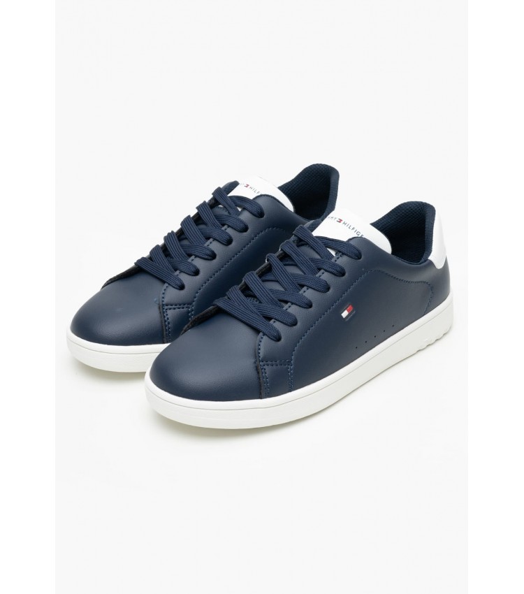 Παιδικά Παπούτσια Casual Laceup.Sn Μπλε ECOleather Tommy Hilfiger