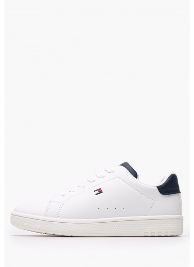 Παιδικά Παπούτσια Casual Laceup.Sn Άσπρο ECOleather Tommy Hilfiger