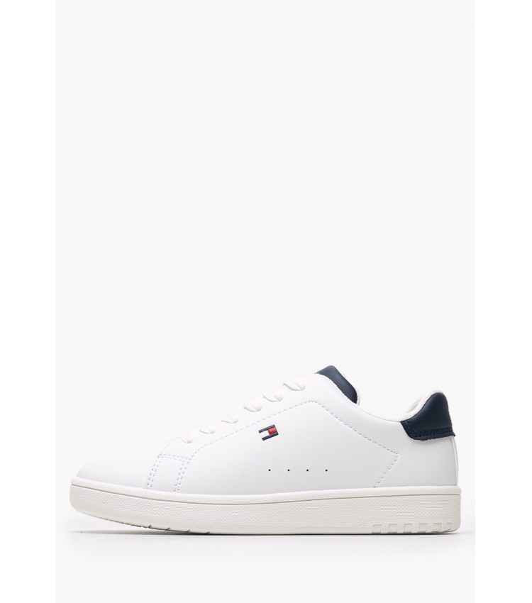 Παιδικά Παπούτσια Casual Laceup.Sn Άσπρο ECOleather Tommy Hilfiger