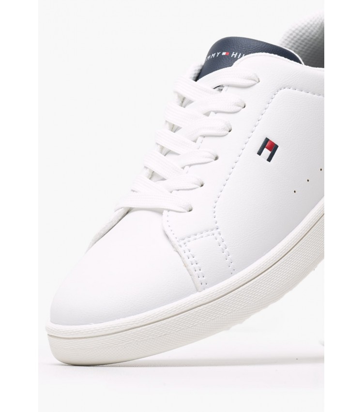 Παιδικά Παπούτσια Casual Laceup.Sn Άσπρο ECOleather Tommy Hilfiger