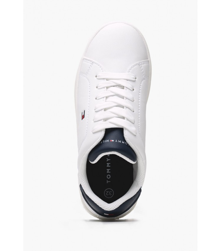 Παιδικά Παπούτσια Casual Laceup.Sn Άσπρο ECOleather Tommy Hilfiger