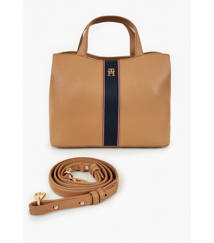 Γυναικείες Τσάντες Legacy.Satchel Μπεζ ECOleather-Ύφασμα Tommy Hilfiger