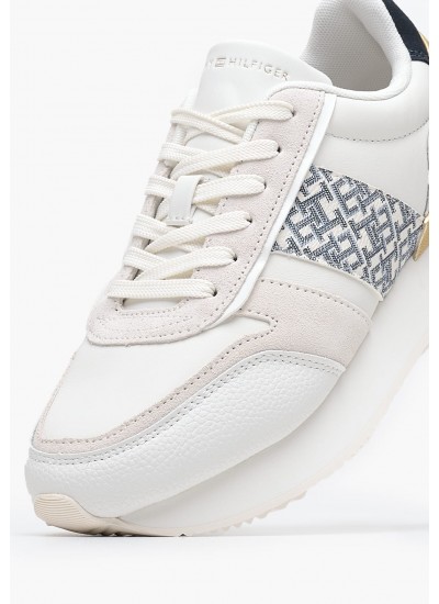 Women Casual Shoes Lux.Monogram.R Beige Leather Tommy Hilfiger