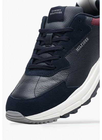 Men Casual Shoes Mix.Premium Blue Leather-Buckskin Tommy Hilfiger