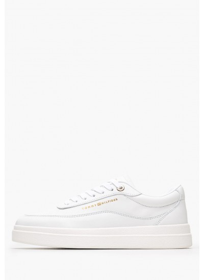 Women Casual Shoes Modern.Court White Leather Tommy Hilfiger