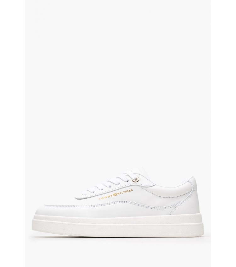 Women Casual Shoes Modern.Court White Leather Tommy Hilfiger