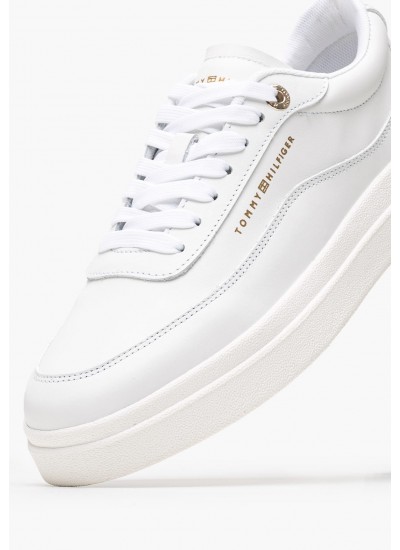 Women Casual Shoes Modern.Court White Leather Tommy Hilfiger