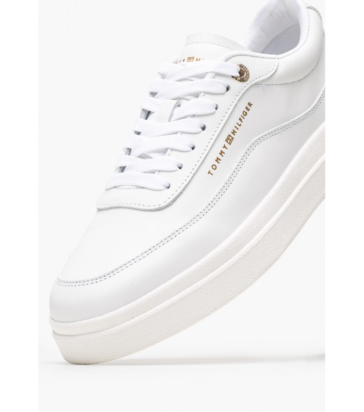 Women Casual Shoes Modern.Court White Leather Tommy Hilfiger