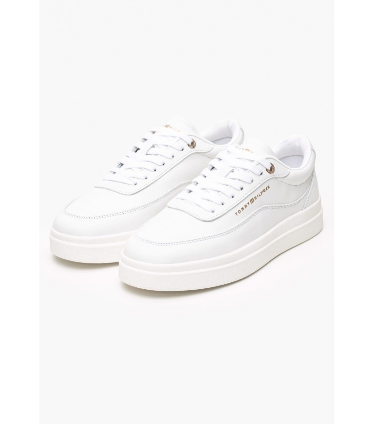 Women Casual Shoes Modern.Court White Leather Tommy Hilfiger