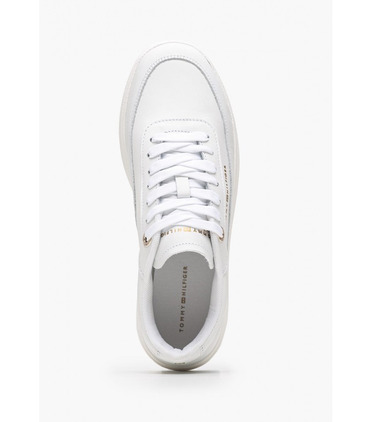 Women Casual Shoes Modern.Court White Leather Tommy Hilfiger