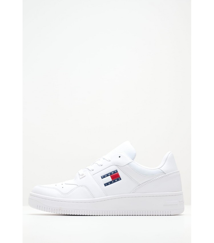 Ανδρικά Παπούτσια Casual Retro.Ess Άσπρο Δέρμα Tommy Hilfiger