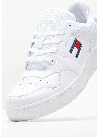 Ανδρικά Παπούτσια Casual Retro.Ess Άσπρο Δέρμα Tommy Hilfiger