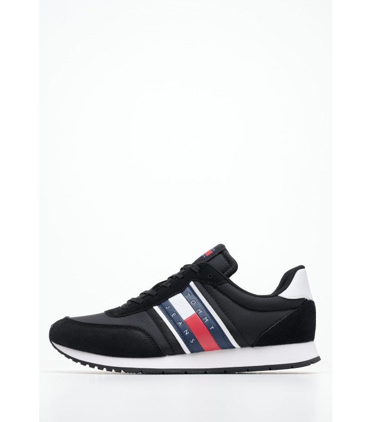 Men Casual Shoes Runner.Casual Black Buckskin-Fabric Tommy Hilfiger