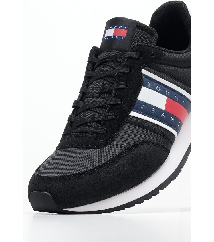 Men Casual Shoes Runner.Casual Black Buckskin-Fabric Tommy Hilfiger