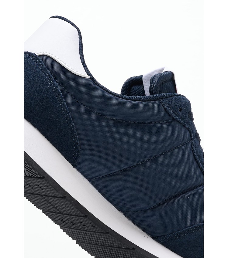 Men Casual Shoes Runner.Casual Blue Buckskin-Fabric Tommy Hilfiger