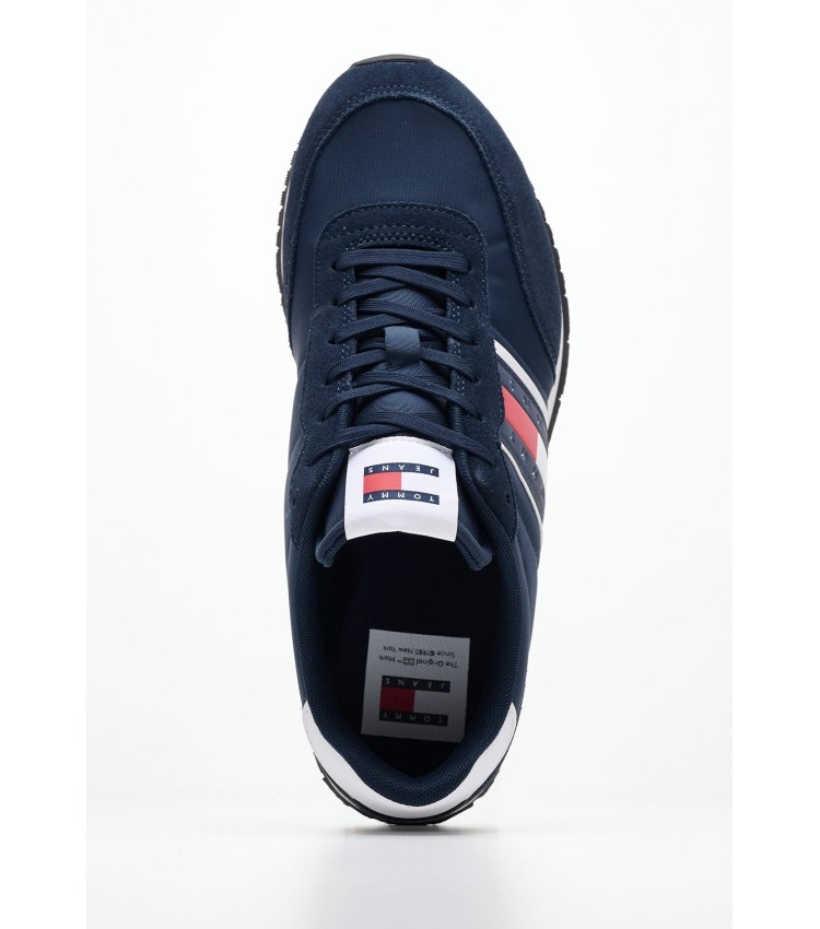 Men Casual Shoes Runner.Casual Blue Buckskin-Fabric Tommy Hilfiger