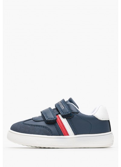 Παιδικά Παπούτσια Casual Velcro.Stripes.Lc Άσπρο ECOleather Tommy Hilfiger