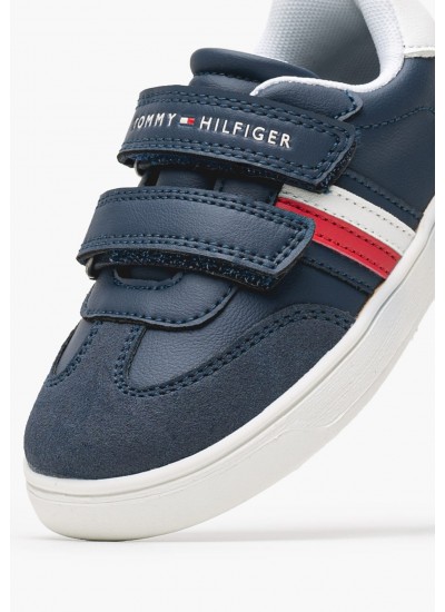 Παιδικά Παπούτσια Casual Flag.Up Άσπρο ECOleather-Ύφασμα Tommy Hilfiger