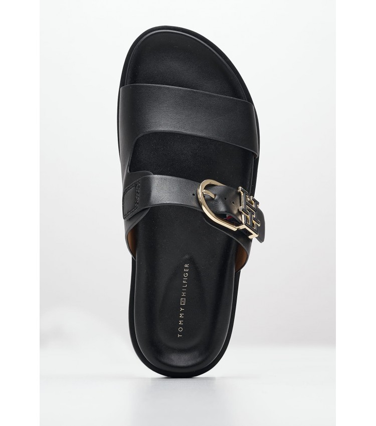 Women Flats Th.Sporty.Mule Black Leather Tommy Hilfiger