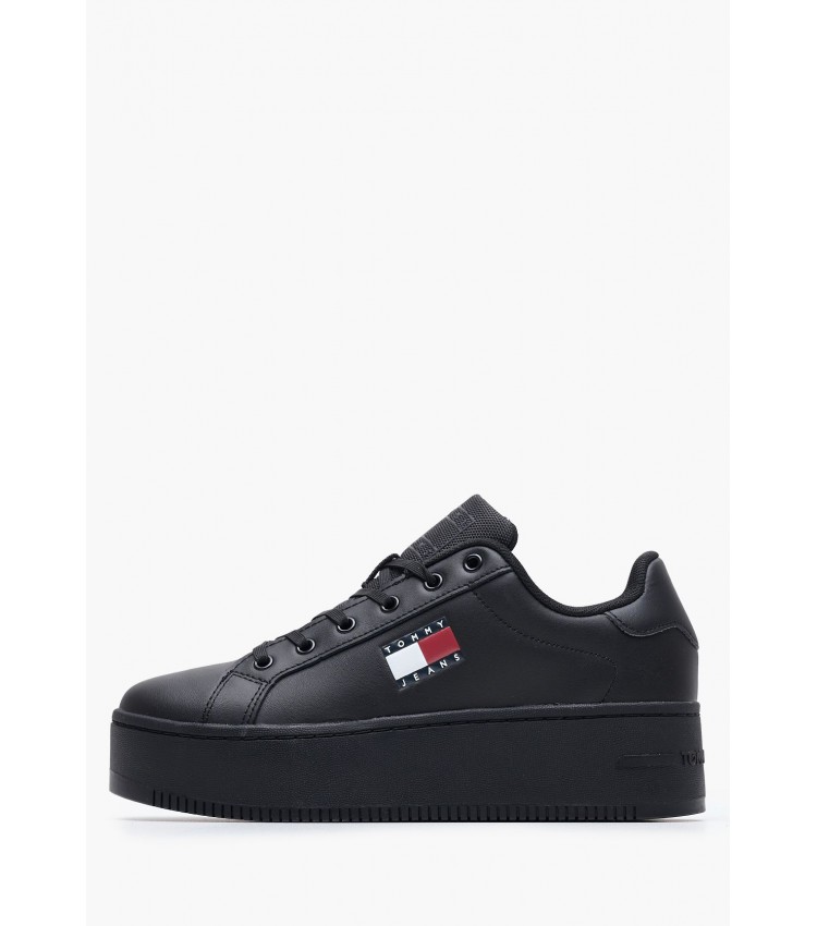 Γυναικεία Παπούτσια Casual Tjw.Flat.Ess Μαύρο Δέρμα Tommy Hilfiger