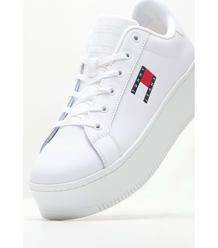 Γυναικεία Παπούτσια Casual Tjw.Flat.Ess Άσπρο Δέρμα Tommy Hilfiger