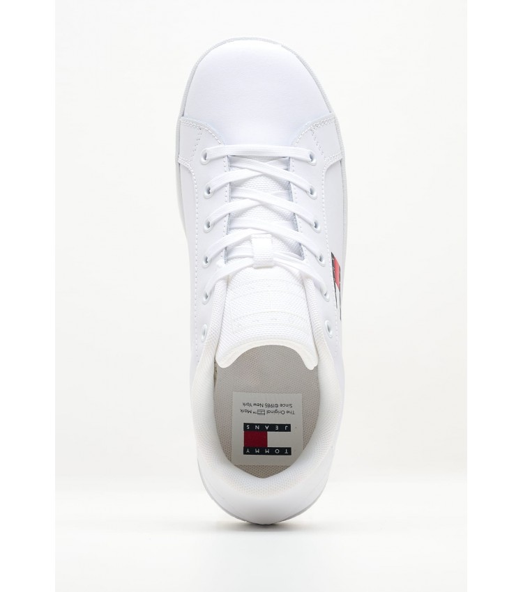 Γυναικεία Παπούτσια Casual Tjw.Flat.Ess Άσπρο Δέρμα Tommy Hilfiger