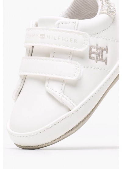 Παιδικά Παπούτσια Casual Velcro.Lc Άσπρο ECOleather Tommy Hilfiger