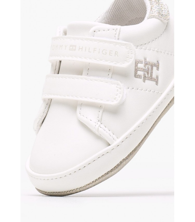 Παιδικά Παπούτσια Casual Velcro.Lc Άσπρο ECOleather Tommy Hilfiger