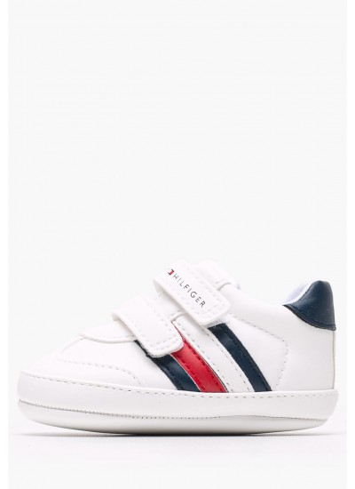 Παιδικά Παπούτσια Casual Flag.Up Άσπρο ECOleather-Ύφασμα Tommy Hilfiger