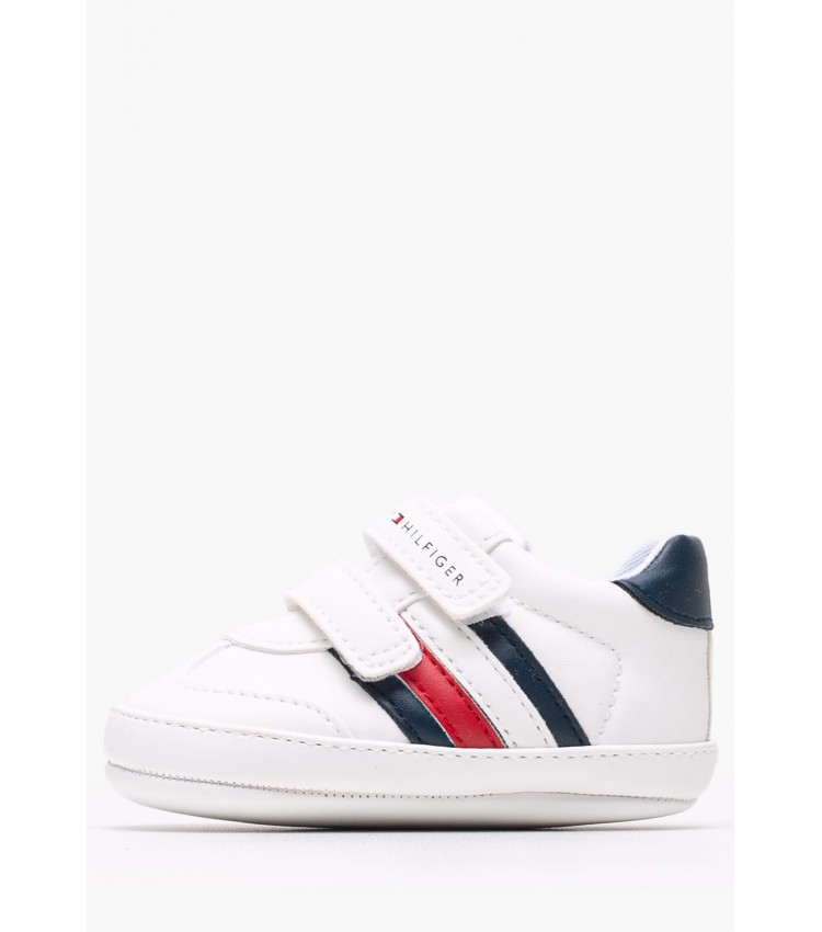 Παιδικά Παπούτσια Casual Velcro.Stripes.Lc Άσπρο ECOleather Tommy Hilfiger