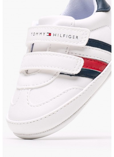 Παιδικά Παπούτσια Casual Velcro.Stripes.Lc Άσπρο ECOleather Tommy Hilfiger