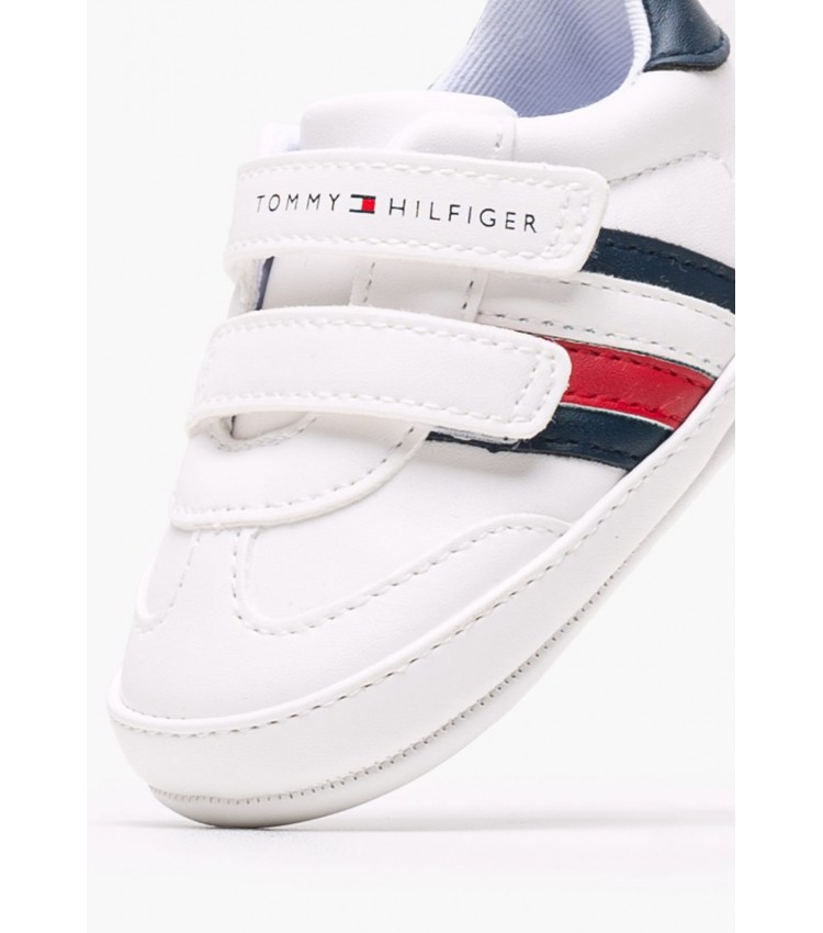 Παιδικά Παπούτσια Casual Velcro.Stripes.Lc Άσπρο ECOleather Tommy Hilfiger