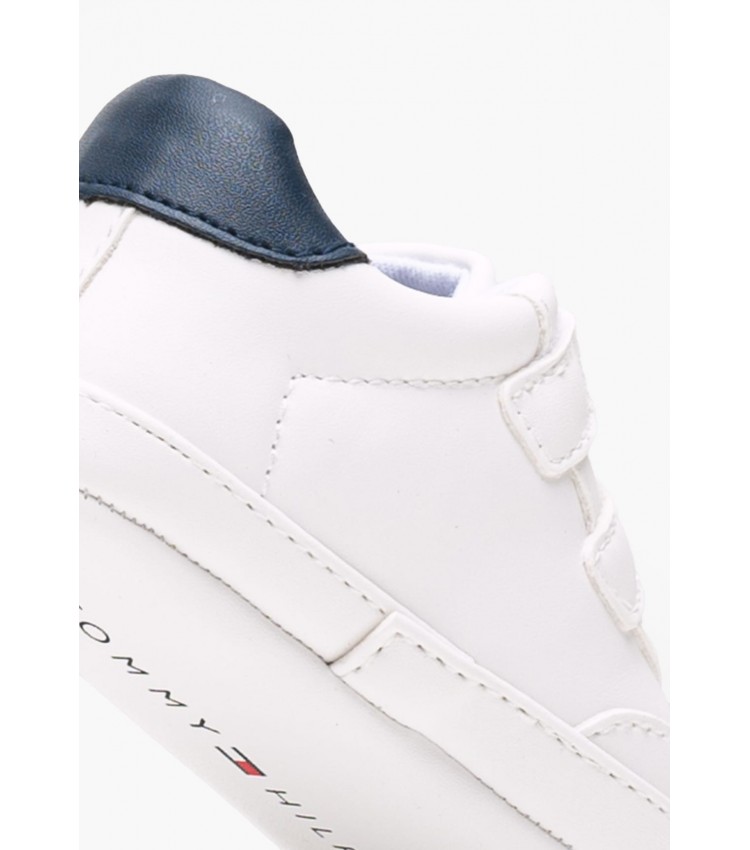 Παιδικά Παπούτσια Casual Velcro.Stripes.Lc Άσπρο ECOleather Tommy Hilfiger