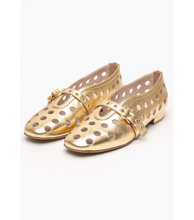 Women Moccasins 2545.110433 Gold Leather Mortoglou