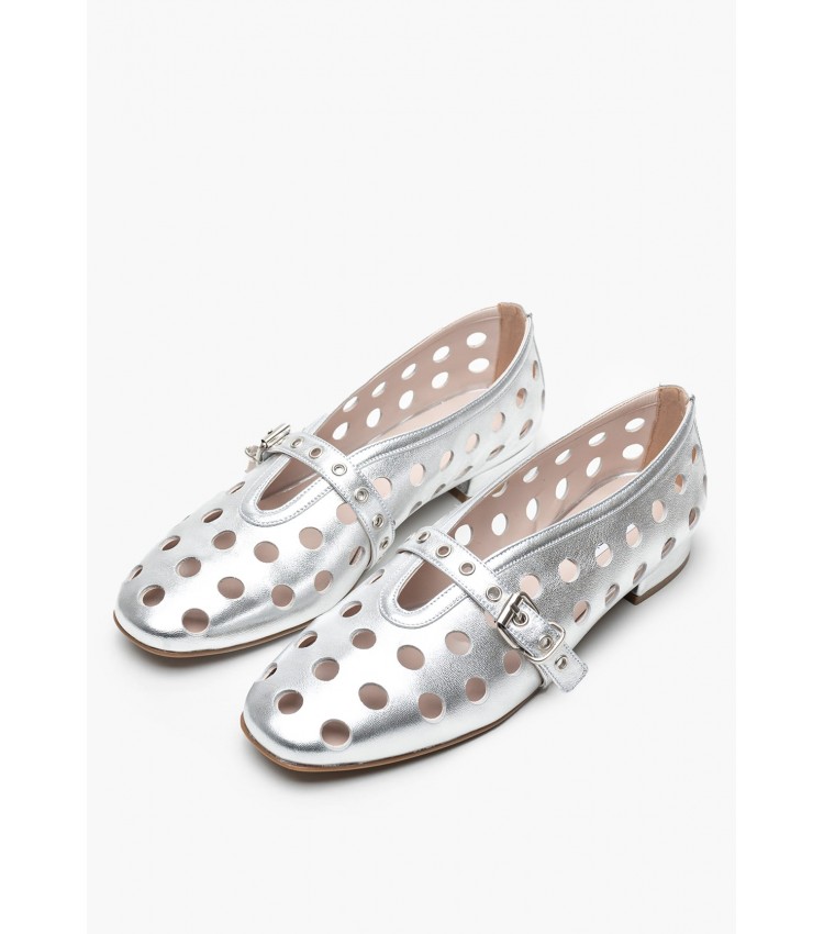 Women Moccasins 2545.110433 Silver Leather Mortoglou