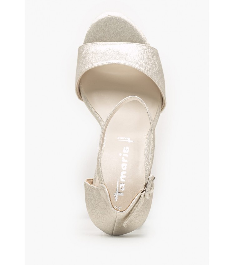 Women Sandals 28096 Platinum Glitter Tamaris