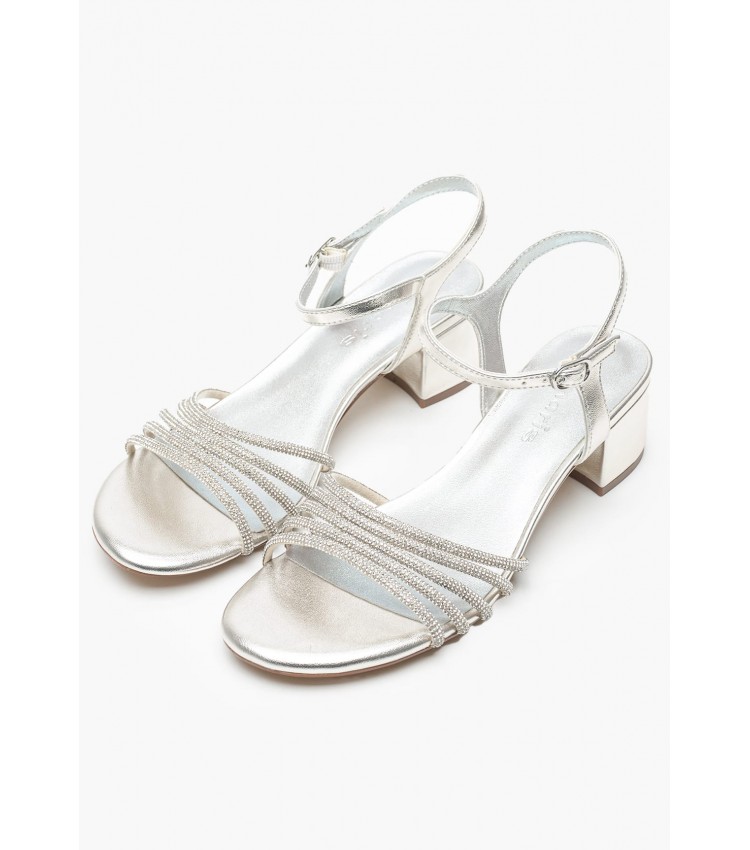 Women Sandals 28248 Silver ECOleather Tamaris